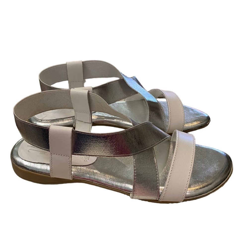 Vera Pelle Lara Collection Silver White Women's Sandals NEW 36